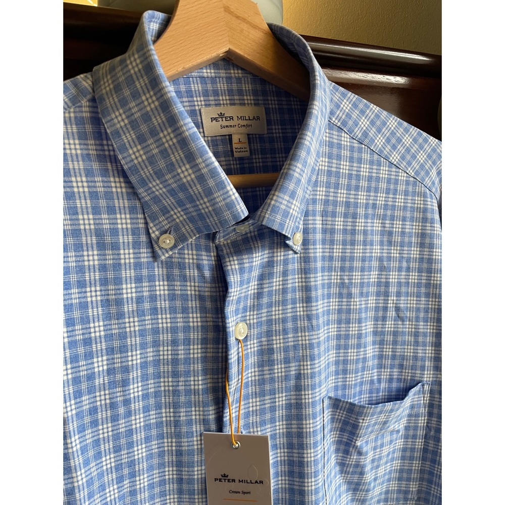 Peter Millar Summer Comfort Men’s Button Down Shirt Large Plaid